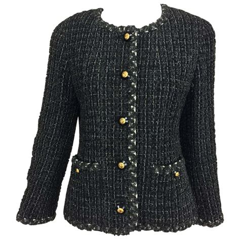 chanel lookalike tweed jackets black.